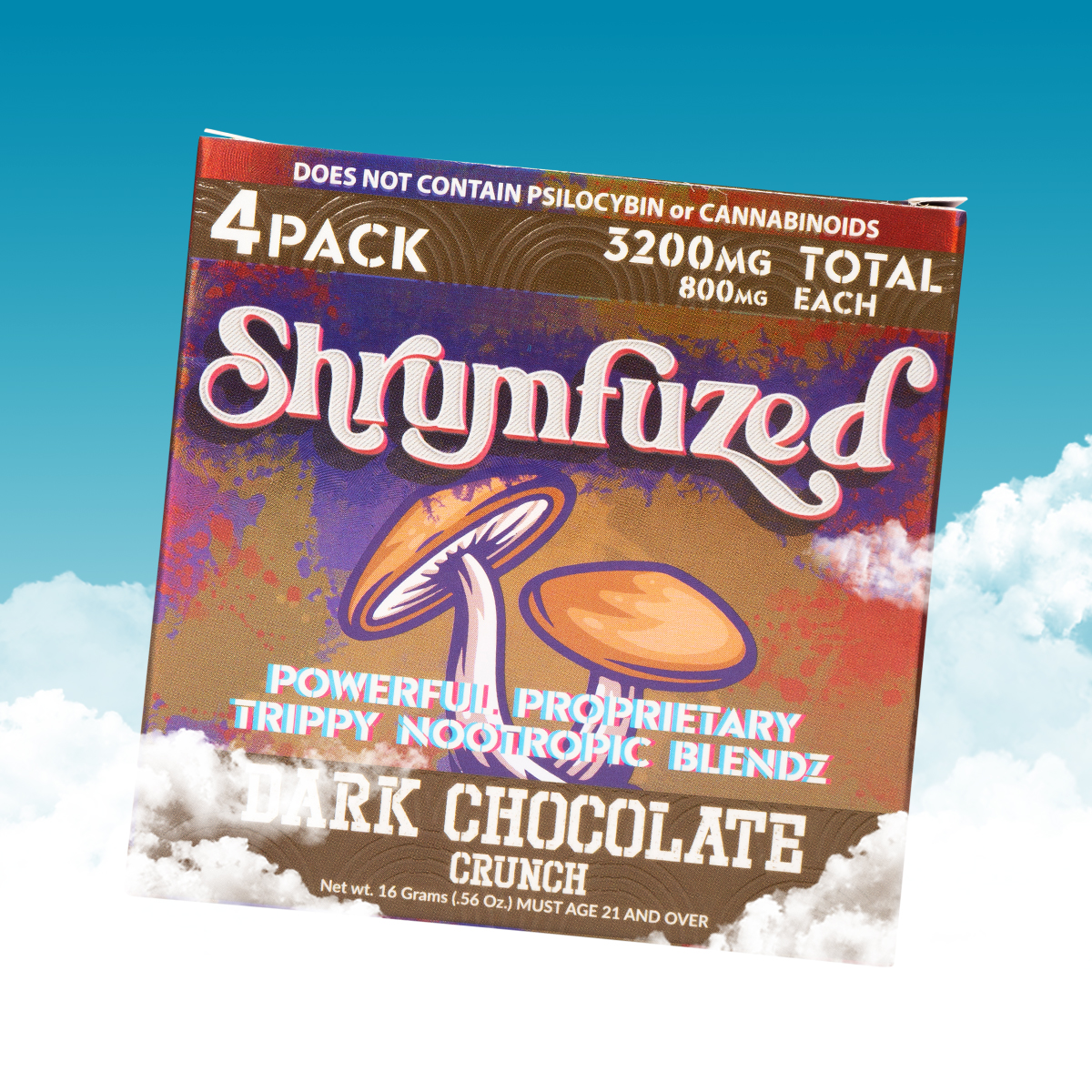 Shrumfuzed 4pk Chocolates 800mg – Dark Chocolate Crunch